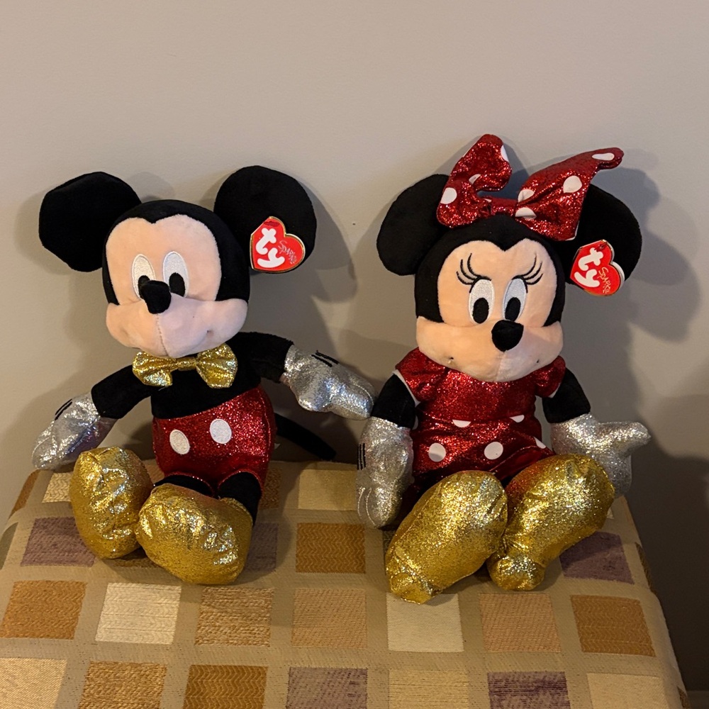 Disney Mickey Mouse Ty Beanie Sparkle Plush - Red, Black, Gold